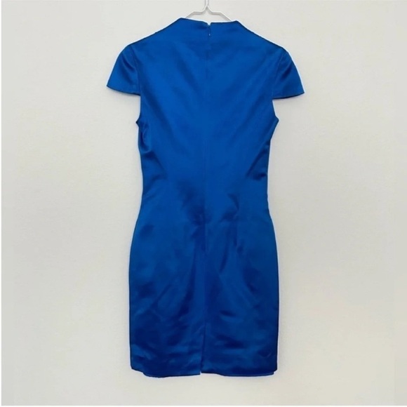 Alexander McQueen Silk Cap Sleeve Mini Cocktail Dress Blue - Picture 3 of 9